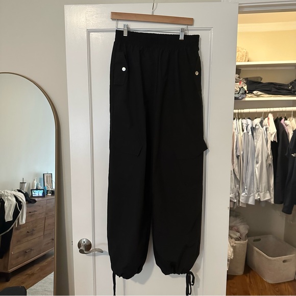 Isalis Black Nylon Drawstring Pants - Picture 1 of 3